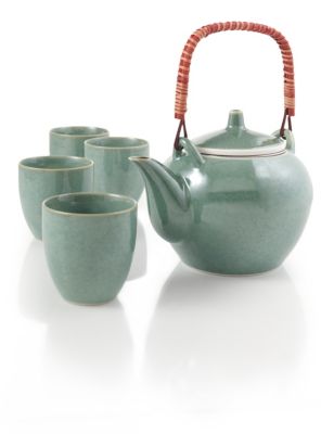 Turquoise Reactive Teapot Set